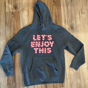 Men's Christmas Gray Hoodie with Graphic Print Let's Enjoy This XL